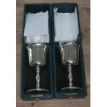 A pair of hallmarked silver 1972 Preston Guild goblets, wt. 4oz each, boxed with certificates.