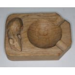 A Robert Mouseman Thompson English oak ash tray, length 10.5cm.