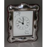 A hallmarked silver framed clock, height 14cm.