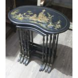 An Edwardian chinoiserie nest of four tables, height 67cm.