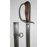 A 20th century eastern cavalry sword and scabbard, length 100cm.