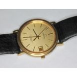 A vintage 1979 Omega Constellation quartz wristwatch, ref. 196.0138, with gold tone signed dial,