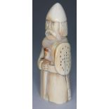 A Lewis style carved ivory chess piece 18th/19th century, height 8.5cm.