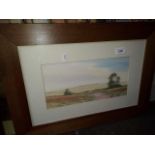 Nick Grant, poppy fields watercolour, signed lower left, framed and glazed.