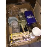 Box with decanters etc.