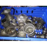 A crate of pewter ware