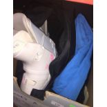 2 pairs girls ski trousers and a pair of ski boots