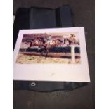 A collection of horseracing prints - memorabilia, all contained in a large portfolio