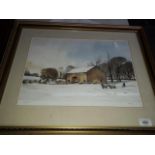 Limited print, Winter scene, framed and glazed, signed lower right Logan.
