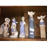 Five Lladro figures