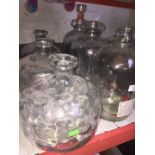 6 glass storage jars/demijohns