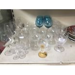 A collectioon of drinking glasses including Hock glasses etc