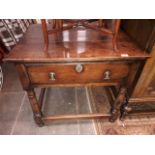 A joined oak side table with single drawer and turned legs, circa 1700, width 84cm, depth 65cm &