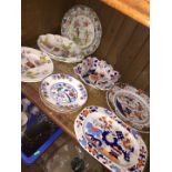 A mixed lot of 19th century dinner ware comprising Masons, Spode, Booths, approx. 13 pieces.