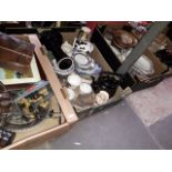 Four boxes of mixed pottery, epns etc