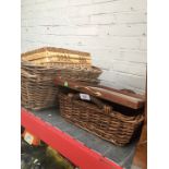 Quantity of wicker baskets and a tray.