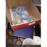 4 boxes of misc pottery, china and Jasperware.