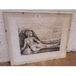 Italian 20th century school, nude study, etching, 34cm x 25cm, limited edition number 6/20, signed