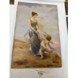 Painted over print in the style of Edouard Bisson (1856-1939)