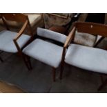 Three retro teak framed chairs