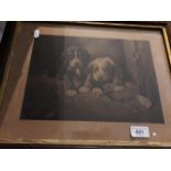After W. Woodhouse, Rembrandt photogravure, puppies, 30cm x 38cm, framed and glazed.
