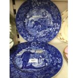 A pair of Wedgwood blue and white calendar plates.