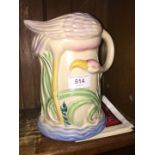 A Clarice Cliff flamingo jug (damaged).