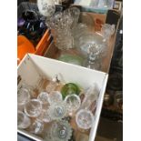 Two boxes of glassware