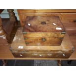 A walnut writing box and a pine tool box