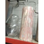 Pink ceramic vase/stick stand and two hour glass vases