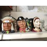 A group of six large Royal Doulton character jugs comprising Catherine Parr, Catherine of Aragon,