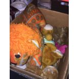 A box of soft toys