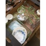 Box with glass dressing table ware and some china