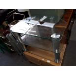 A glass tv stand