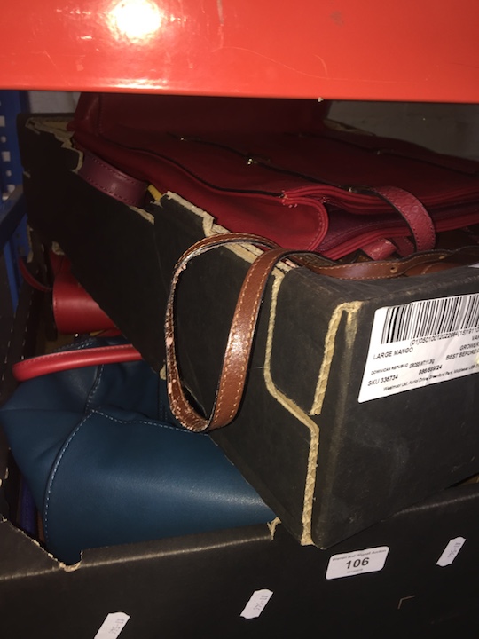 2 boxes of handbags