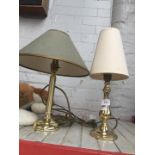 2 brass table lamps.