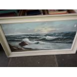 A seascape oil on canvas, indistinctly signed