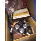 A box of misc to include decorator's kit, etc.