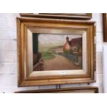 J. Baxendale, country street scene oil on canvas, signed and dated 1911 lower right, 37cm x 37cm,