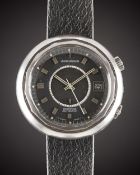A GENTLEMAN'S STAINLESS STEEL JAEGER LECOULTRE MEMOVOX SNOWDROP SPEED BEAT AUTOMATIC ALARM WRIST