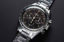 A VERY RARE GENTLEMAN'S STAINLESS STEEL OMEGA SPEEDMASTER CHRONOGRAPH BRACELET WATCH CIRCA 1962,