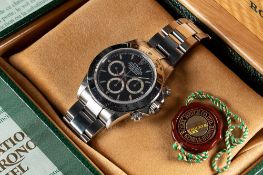 A RARE GENTLEMAN'S STAINLESS STEEL ROLEX OYSTER PERPETUAL COSMOGRAPH "ZENITH" DAYTONA BRACELET WATCH