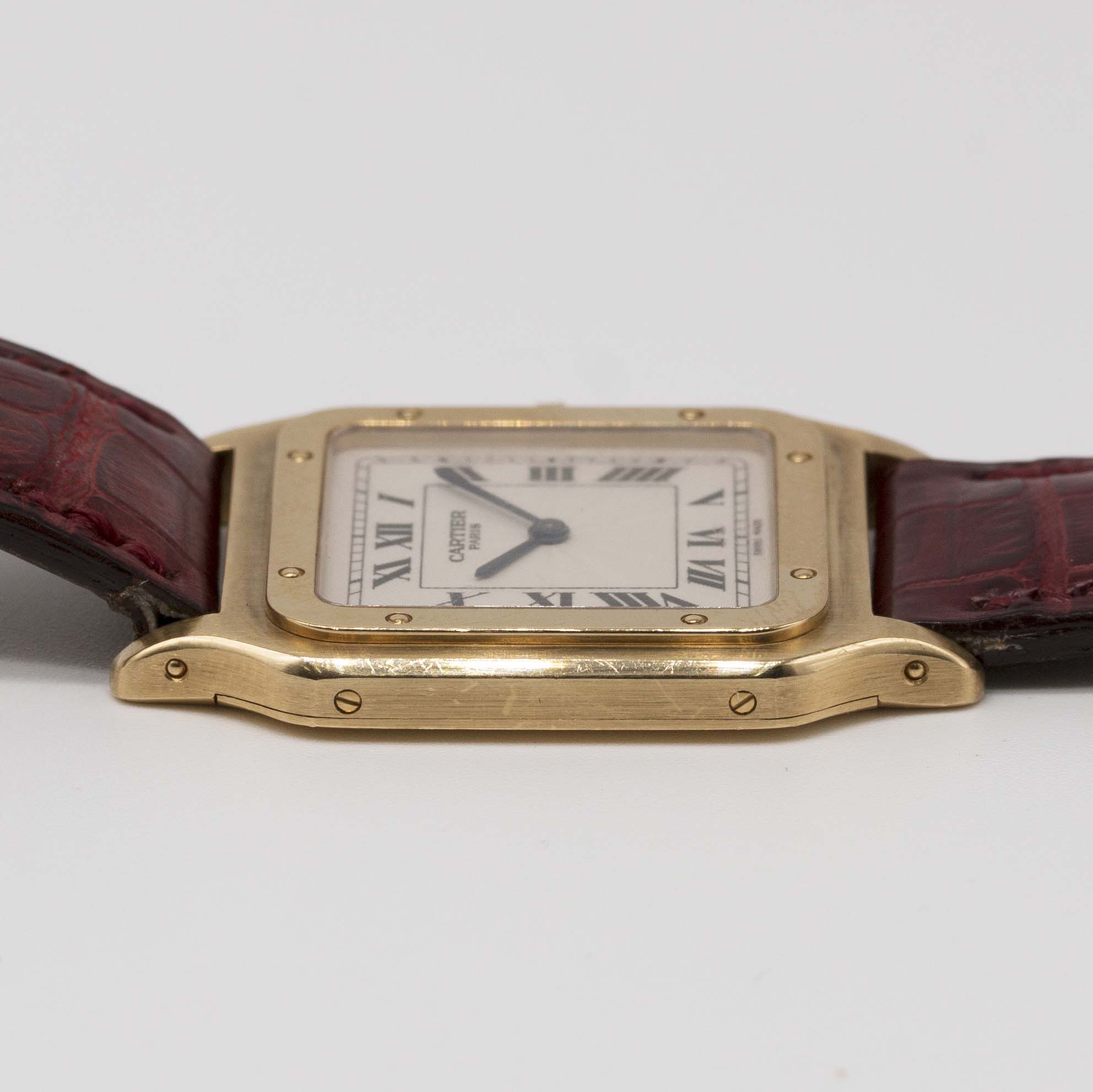 A GENTLEMAN'S SIZE 18K SOLID GOLD CARTIER SANTOS DUMONT MECANIQUE WRIST WATCH CIRCA 1990s, REF. - Image 9 of 13