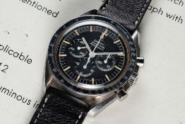 A RARE GENTLEMAN'S STAINLESS STEEL OMEGA SPEEDMASTER PROFESSIONAL "PRE MOON" CHRONOGRAPH WRIST WATCH