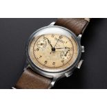 A RARE GENTLEMAN'S LARGE SIZE STAINLESS STEEL EBERHARD & CO "PRE EXTRA FORT" CHRONOGRAPH WRIST WATCH