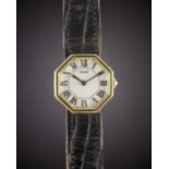 A LADIES 18K SOLID GOLD CARTIER LONDON OCTAGONAL WRIST WATCH CIRCA 1971/72, WITH LONDON HALLMARKS