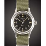 A GENTLEMAN'S STAINLESS STEEL BRITISH MILITARY HAMILTON RAF PILOTS WRIST WATCH CIRCA 1960s Movement: