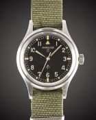 A GENTLEMAN'S STAINLESS STEEL BRITISH MILITARY HAMILTON RAF PILOTS WRIST WATCH CIRCA 1960s Movement: