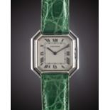 A GENTLEMAN'S 18K SOLID WHITE GOLD CARTIER CEINTURE AUTOMATIC WRIST WATCH CIRCA 1980 Movement: