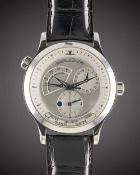 A GENTLEMAN'S STAINLESS STEEL JAEGER LECOULTRE MASTER CONTROL GEOGRAPHIC WORLD TIME POWER RESERVE